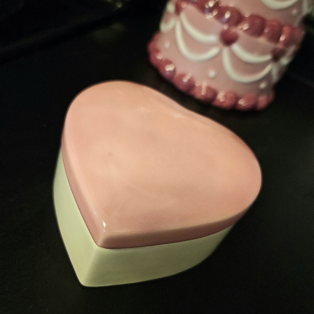 Pink Heart-Shaped Trinket Box
